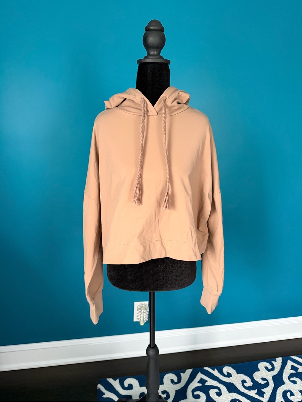 Women's Cropped Hoodie - Beige Sweatshirt